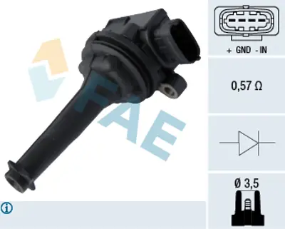 FAE 80302 Atesleme Bobını 9125601 Volvo  S60 S70 C70 V70 S80 97> Xc70 97>07 2.4-2.5 Xc90 2.5 T6  02>14- 9125601