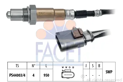 FACET 10.8350 Oksıjen Sensoru Beetle 12>19 Cc 12>17 Jetta Scırocco 15>18 Tıguan Q3 12>18 Yetı 14>18 1.4tsı Czda 4E906262BC