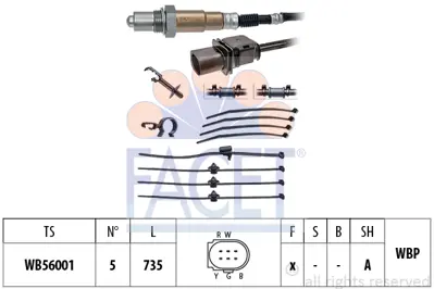 FACET 10.8374 Oksıjen Sensoru Lambda Sondası (5 Kutuplu 750mm) Caddy 04> Amarok 10>12 Crafter 06>12> Golf V Vı Jet 1588A214 7C906262BH 8R0906262 95860617240