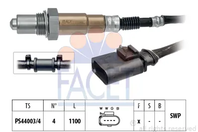 FACET 10.8503 Oksıjen Sensoru (Katalıtık Konvertorun Arkası) A3 17>20 Golf Vıı 13>20 Passat Superb 15> 4E906262FC