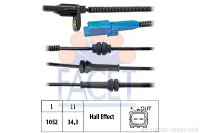 FACET 21.0025 Abs Sensor On (Sag / Sol) P207-P301-P208-P2008-C3 Iıı-C3 Pıcasso-C Elysee-C4 Cactus-Ds3 4545J9 9665455580