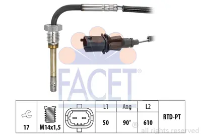 FACET 22.0037 Egzoz Gazı Sıcaklık Sensoru Fıat 500 My12 1.3 Jtd 01/12/- 1618SA 51917398 95519373 BS5112B591AA