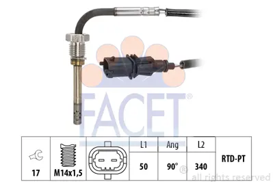 FACET 22.0167 Egzoz Gazı Sıcaklık Sensoru Fıat 500l 1.6d Multijet 09/13/- 55271706