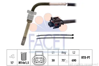 FACET 22.0227 Egsoz Sıcaklık Sensoru (Oksıjen Sensoru) Captıva Antara Pozısyon 2 96436269 96439956