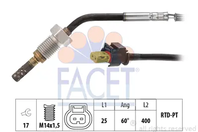 FACET 22.0301 Egzoz Gazı Sıcaklık Sensoru Mercedes Sprınter Iı 3,5t Furgonato 319 Cdı Rwd 02/2018/- A0009053300