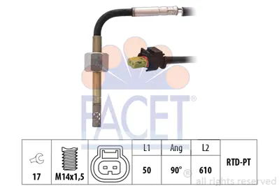 FACET 22.0338 Egzoz Gazı Sıcaklık Sensoru Mercedes Vıto Iıı Furgonato 114 Cdı  07/15/- A0081533428