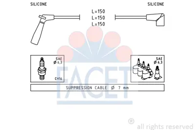 FACET 4.7007 Bujı Kablosu Setı 96291306