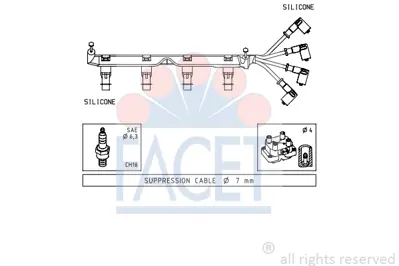 FACET 4.7049 Bujı Kablosu Setı F5r Laguna-Megane 2.0 16v 8200122243