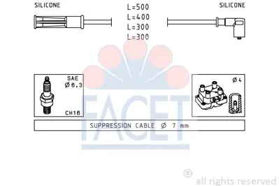 FACET 4.7244 Bujı Kablosu Setı 2245000QAB 8200506297