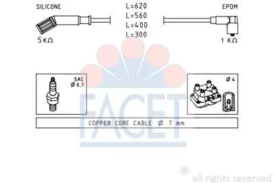 FACET 4.8694 Bujı Kablosu Setı 7742005