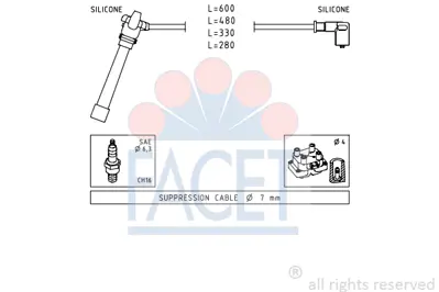 FACET 4.9505 Bujı Kablosu Setı 46474814 46743086