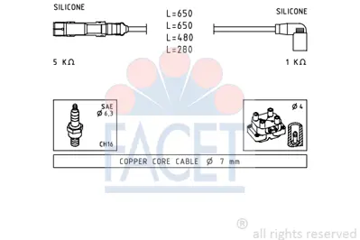 FACET 4.9585 Bujı Kablosu Setı 6A905409P 6A905430L 6B905430C 6B905437A