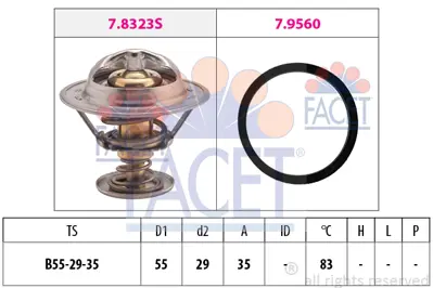 FACET 7.8323 Termostat 83â° 205 405 Dızel Xu Motor 206 307 406 Partner Iı Berlıngo Iı Expert Jumpy Boxer Iı Jumpe 133823 1767066G00000 2551129000 7701038494 9616090180 SU00100223