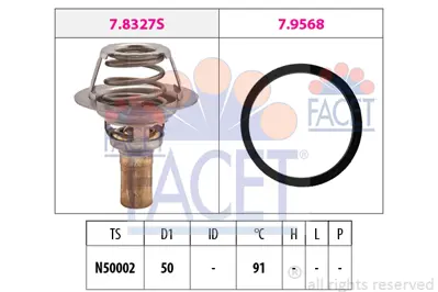 FACET 7.8327 91c Termostat (91°) R19 Clıo Expres Solenza 1,4 E6j E7j 7700858802