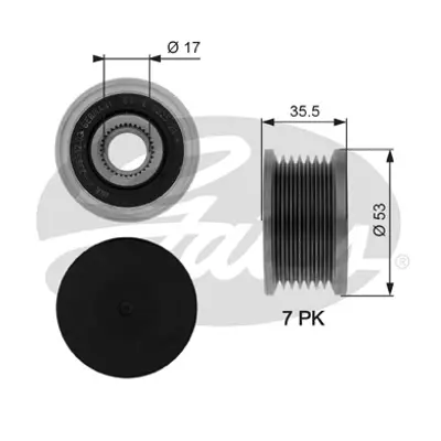 GATES OAP7110 Alternator Kasnagı Captur I 13> Captur Iı 20> Clıo Iv 12> Clıo V 20> Kadjar 15> Koleos Iı 16> Megane 7701062985