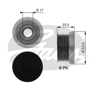 GATES OAP7111 Alternator Rulmanı Bmw E81 E87 E30 E46 E90 E91 E92 E60 E61  X1  X3 12317560483