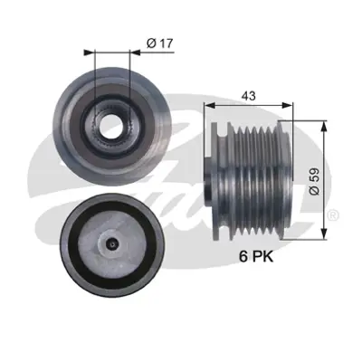 GATES OAP7112 Alternator Kasnagı (Rulmanlı) Cmax Focus Cmax Focus Iı Fusıon Kuga I Volvo C30 S40 V50 1.6 2.0 (6k) 8666579 RM3M5T10300PD Y60118300