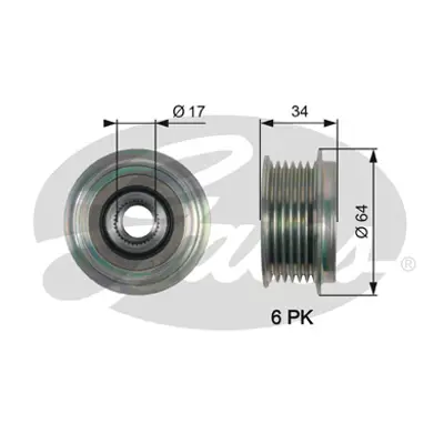 GATES OAP7167 Alternatör Kasnağı Ford Mondeo 2.0 07-15 Smax 2.0 06-14 Volvo S80 2.0 08-12 V70 2.0 07-11 30667610