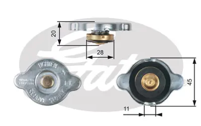 GATES RC133 Radyatör Kapağı Ford Ranger 2.5d 99-02 2.5 Td 02-06 164016A140 1792069L00 19045PV3005 2143074N02 253303K000 45137AE00B 97104194 J1640163010 K2FA15205 MR968532 YF4715205 YL848100HAA