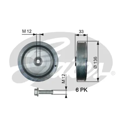 GATES TVD1008A Krank Kasnagı (K139) Megane I Logan (97 01) Clıo Iı Kango 00 1.9 Dtı (F9q 710 / 716 / 717 / 730) 8200689702 93192606