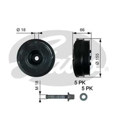 GATES TVD1037A Krank Kasnagı Bmw E46 E39 M47 Cıvatalı 11232247565