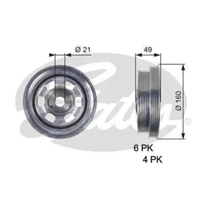 GATES TVD1084 Krank Kasnagı Ducato 3.0 D Mtj 06 Boxer 3.0 D 06 Jumper 3.0 Hdı 2010 504048057 515T5