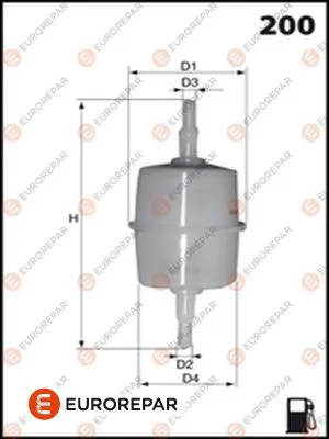 EUROREPAR E145057 Şeffaf Benzin Ara Filtre Küçük Tip Üniversal 16900671034 22213470B 5003748 606168 6420100200 6U0201511E 82323784 8671002074 9401567219 94475304 A0014773901 E145001 SRV000503