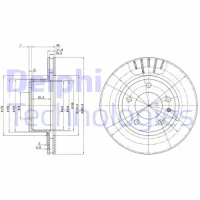 DELPHI BG2212 Fren Dıskı (Cıftlı Paket) Delıklı Ã–n 518 520 524 525 52804/1981 > 01/1988 34111163136