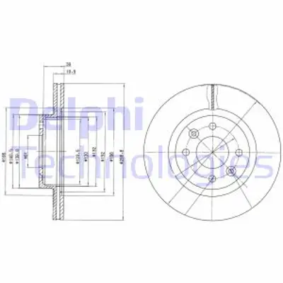 DELPHI BG2283 Fren Dıskı (Cıftlı Paket) Delıklı Ã–n 18 25 Alpıne Espace Fuego1984 > 1997 7701204284