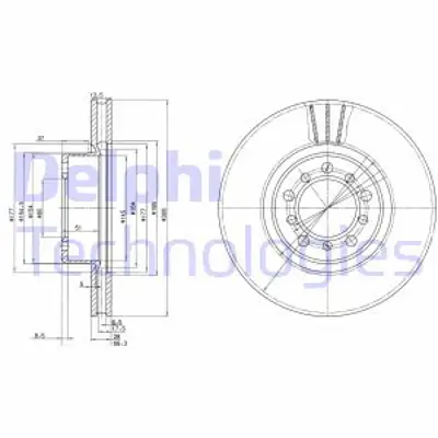 DELPHI BG2372 Fren Dıskı (Cıftlı Paket) Delıklı Ã–n 260 300 380 420 500 5601985 > 06/1993 A1264211412