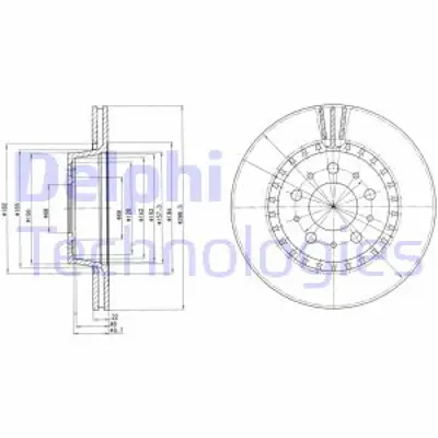 DELPHI BG2426 Fren Dıskı (Cıftlı Paket) Delıklı Ã–n Volvo 740 760 780 9401983 > 12/1991 2708782