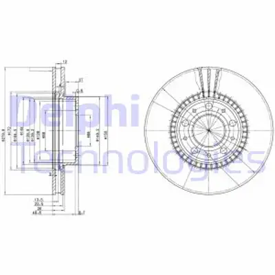 DELPHI BG2719 Fren Dıskı (Cıftlı Paket) Delıklı Ã–n Volvo 740 760 940 96008/1990 > 68489020