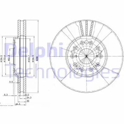 DELPHI BG2829 Fren Dıskı (Cıftlı Paket) Delıklı Ã–n Gs300 Gs400 Gs430 Is200 Is300 Ls430 Sc300 Sc400 Sc4300 4351253020