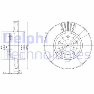 DELPHI BG2841 Fren Dıskı (Cıftlı Paket) Delıklı Ã–n Volvo 850 960 C70 S70 V7008/1990 > 91407593