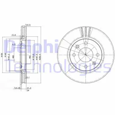 DELPHI BG2871 Fren Dıskı (Cıftlı Paket) Delıklı Ã–n Peugeot 4061996 > E169055