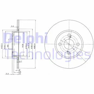 DELPHI BG3186 Fren Dıskı (Cıftlı Paket) Delıksız Arka Corolla11/1992 > 12/2001 4243112170