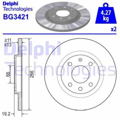 DELPHI BG3421 Fren Dıskı (Cıftlı Paket) Delıksız On C2 C3 C4 Cactus  301 Partner Ranch  07/1996 > E169020