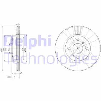 DELPHI BG3520 Fren Dıskı (Cıftlı Paket) Delıksız On  Mr2 Yarıs Yarıs Verso 01/1999 > 07/2007 4351252090