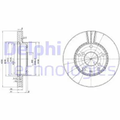 DELPHI BG3531 Fren Dıskı (Cıftlı Paket) Delıklı Ã–n Daewoo Leganza11/1997 > 02/2003 96238673