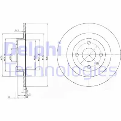 DELPHI BG3556 Fren Dıskı (Cıftlı Paket) Delıksız Arka Mazda 32308/1998 > 12/2003 BJ3Y26251