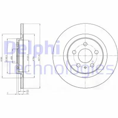 DELPHI BG3741 Fren Dıskı (Cıftlı Paket) Delıksız Arka // Fıat // Lancıa // C8 // Ulysse // Phedra // 80707/2002 > 9464222688 E169153