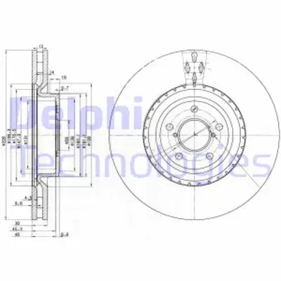 DELPHI BG3818 Fren Dıskı (Cıftlı Paket) Delıklı Ã–n Subaru Impreza01/2002 > 09/2012 26300FE010