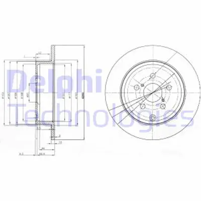 DELPHI BG3912 Arka Fren Dısk (Aynası) Duz Toyota  Avensıs 1.6 1.8 2.0d 03>08 (280×5) 42431YZZAA