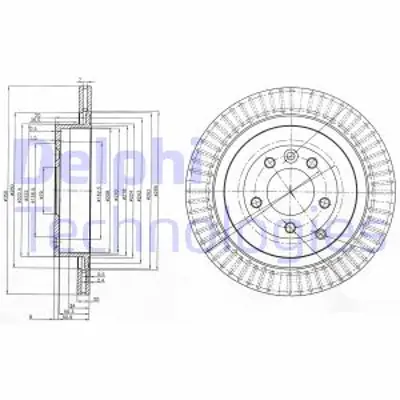 DELPHI BG3925C Fren Dıskı (Cıftlı Paket) Boyalı Delıksız Arka Land Rover Dıscovery Range Rover Sport 11/2004 > 03/2 SDB500160