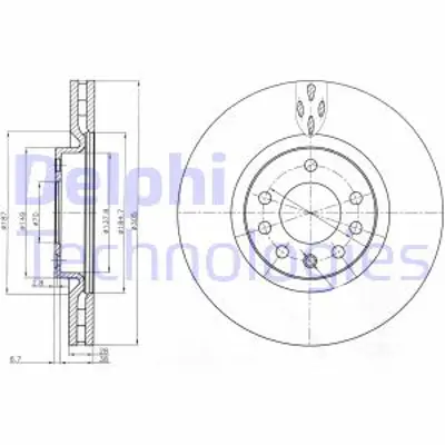 DELPHI BG3963 Fren Dıskı (Cıftlı Paket) Delıklı Ã–n Fıat Croma06/2005 > 71772547