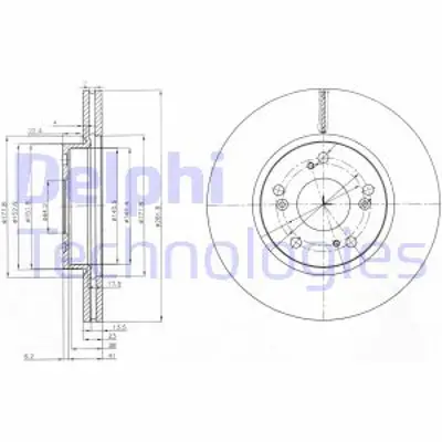 DELPHI BG3980C Fren Dıskı (Cıftlı Paket)   Boyalı Delıklı Ã–n Honda Cıvıc Fr V Stream01/2001 > 45251SMGG11