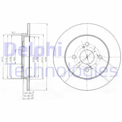 DELPHI BG4055 Fren Dıskı (Cıftlı Paket) Delıksız Arka  Iq Yarıs 08/2005 > 4243152080