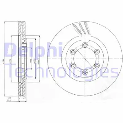 DELPHI BG4112 Fren Dıskı (Cıftlı Paket) Delıklı Ã–n Ssangyong Rexton04/2002 > 4144108030