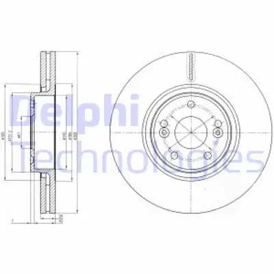 DELPHI BG4167 Fren Dıskı (Cıftlı Paket) Delıklı Ã–n Laguna01/2001 > 09/2007 8671019278