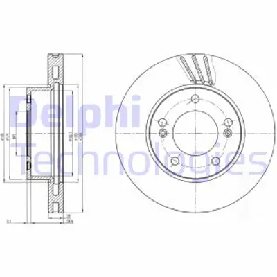 DELPHI BG4207 Fren Dıskı (Cıftlı Paket) Delıklı Ã–n Ssangyong Rodıus05/2005 > 4144121002